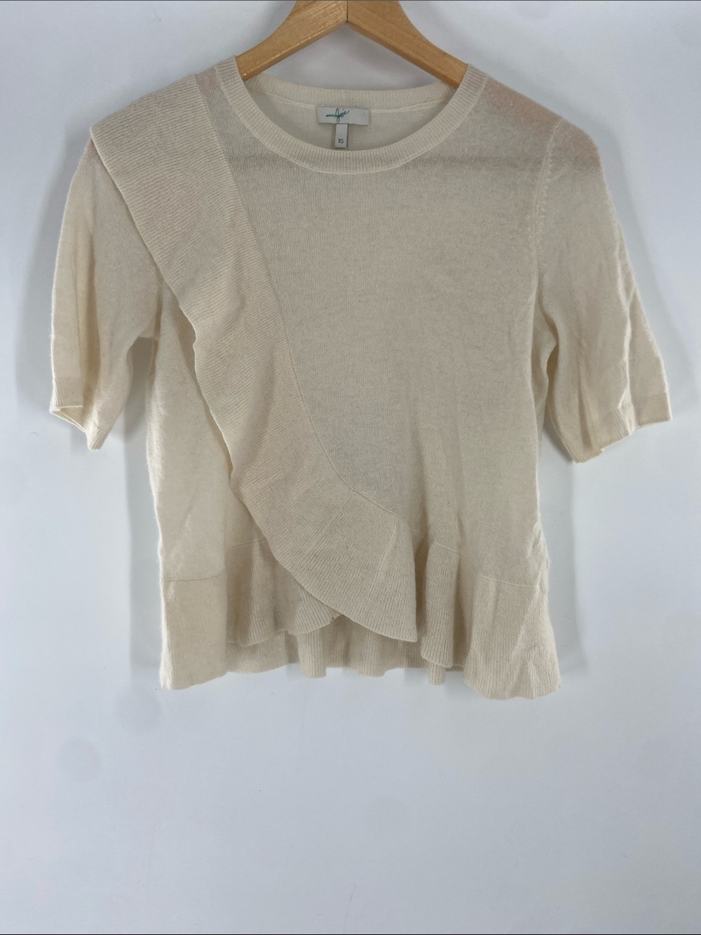 Joie Cream Jayni Ruffled Cashmere Sweater Size XS Gently Used